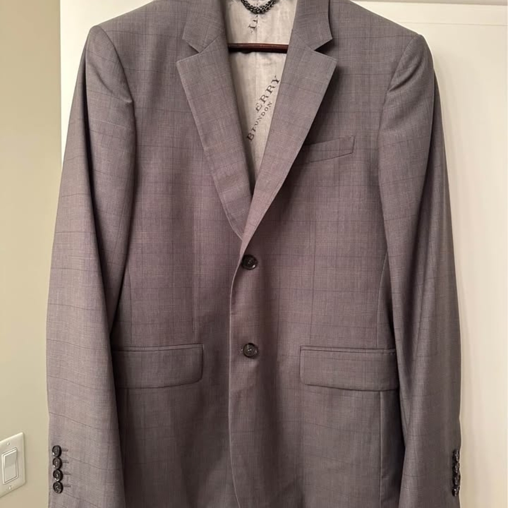 Burberry Men's Gray Plaid Blazer